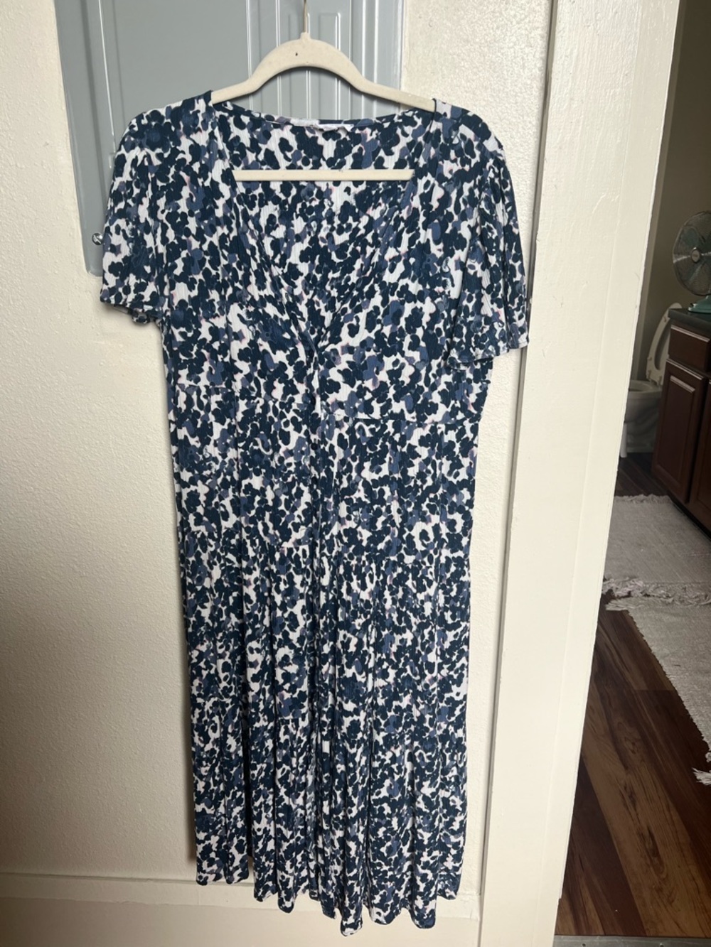 Westbound Navy and White Printed A line Dress